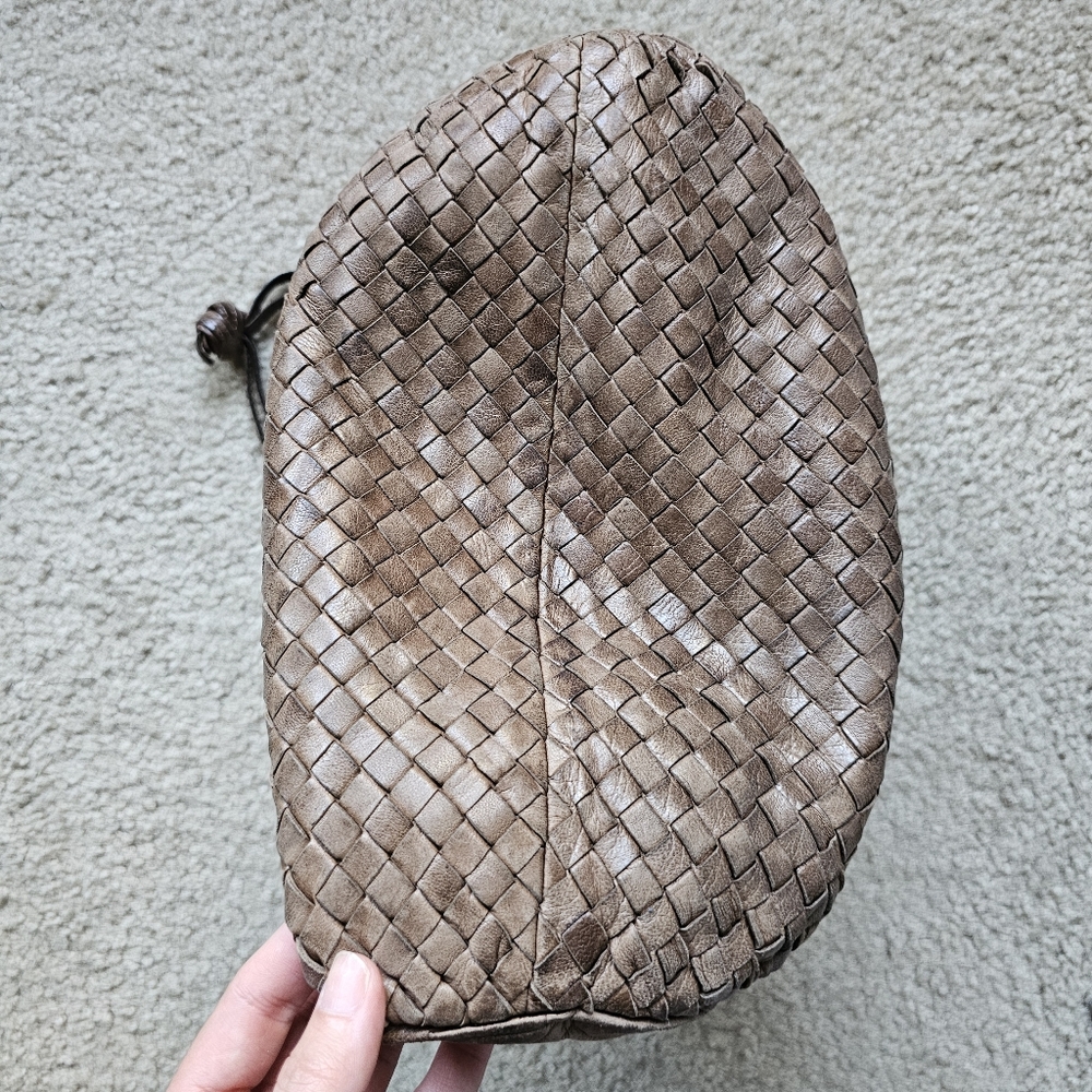Bottega Veneta Intrecciato genuine leather suede woven slouch hobo handbag brown - Picture 8 of 16